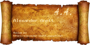 Alexander Anett névjegykártya